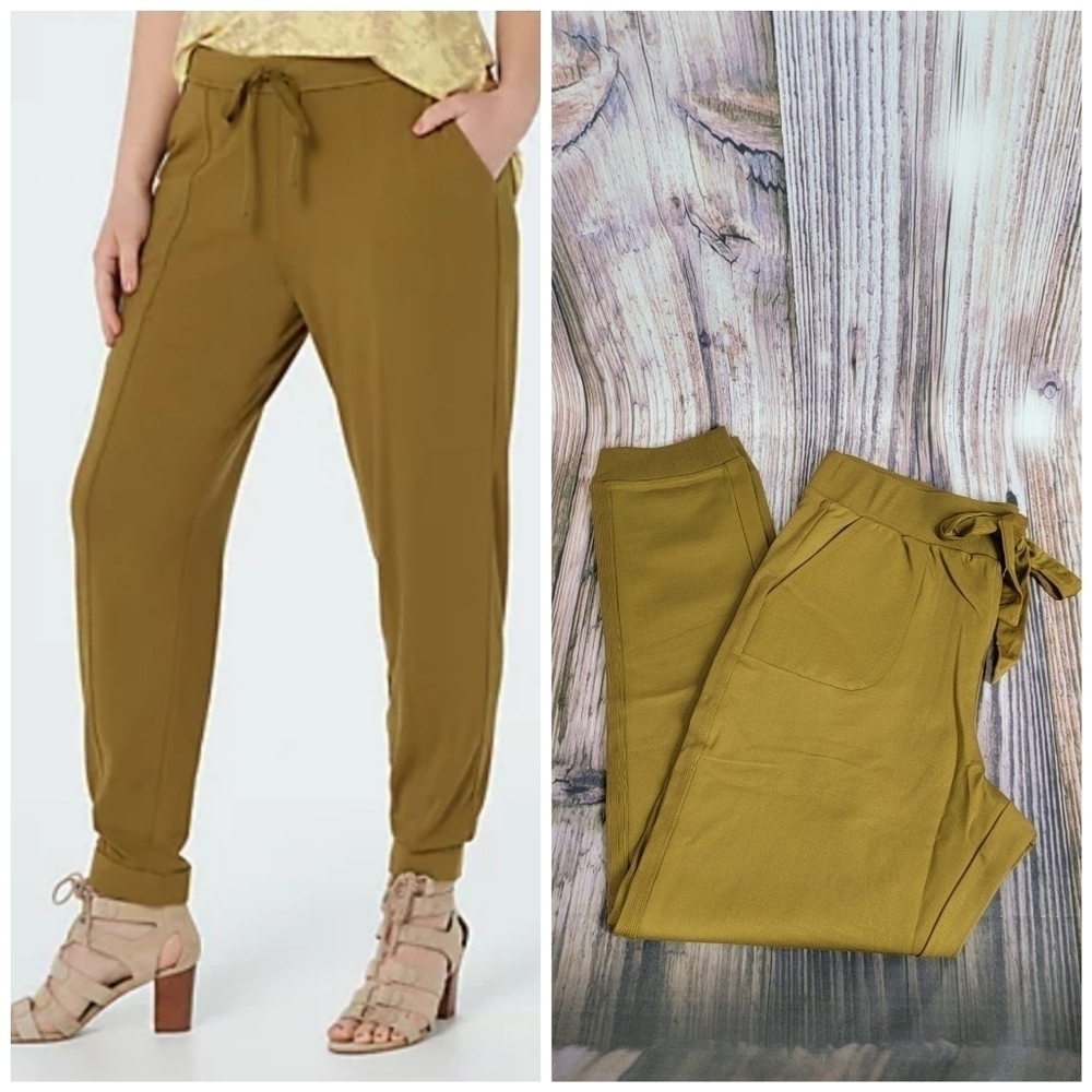 Logo Ponte Jogger With Ribbed Detail Tie Waist Size Med New